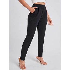 Slant Pocket Skinny dress pants black